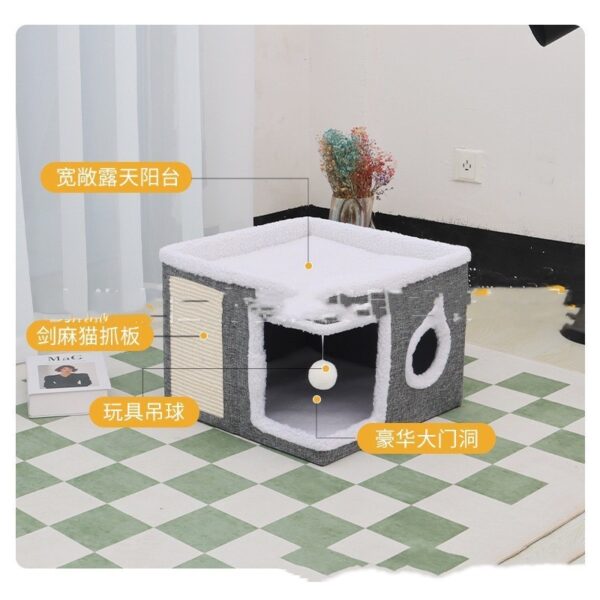 Pet Double-layer Cat Nest Villa Can Be Stored And Folded - Image 4