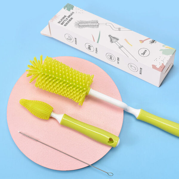 Baby Silicone Baby Bottle Brush Straw Scrubbing Baby Bottle Brush Cleaning - Image 2