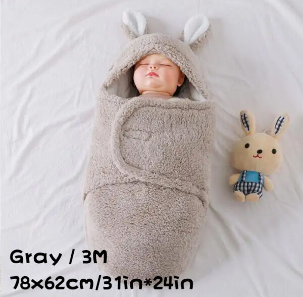 Super Soft Baby Sleeping Bag Fluffy Fleece Newborn Blanket Swaddle Blankets, Unisex Baby Wrap For Newborn Baby Boys Girls With Head-Protecting & Head-Supporting Function, Wearable Swaddle Sleep Sack - Image 3