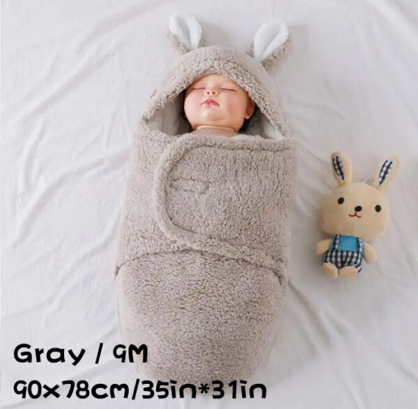 Super Soft Baby Sleeping Bag Fluffy Fleece Newborn Blanket Swaddle Blankets, Unisex Baby Wrap For Newborn Baby Boys Girls With Head-Protecting & Head-Supporting Function, Wearable Swaddle Sleep Sack - Image 8
