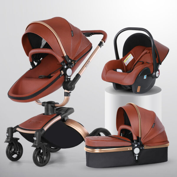 High Landscape Baby Stroller 360-degree Rotation 3-in-1 Basket Foldable - Image 4