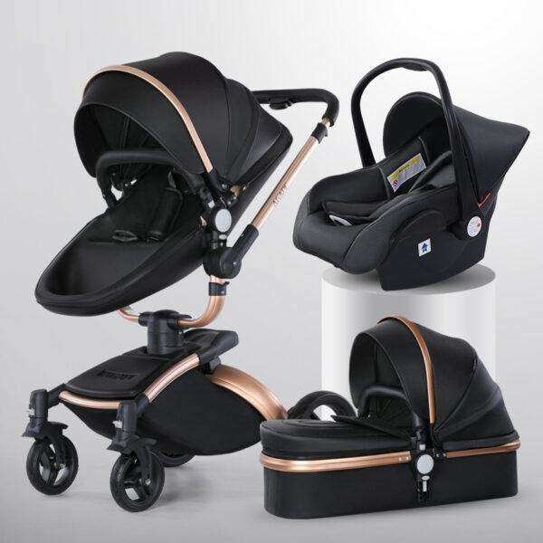 High Landscape Baby Stroller 360-degree Rotation 3-in-1 Basket Foldable - Image 6