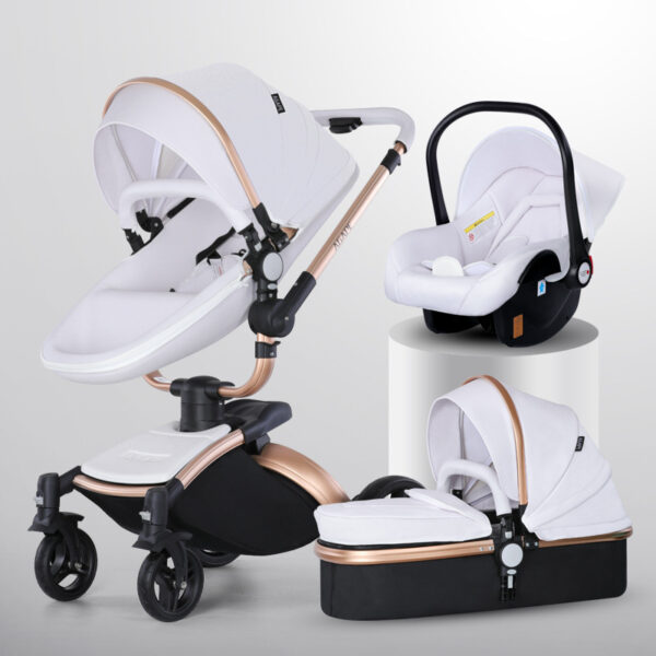 High Landscape Baby Stroller 360-degree Rotation 3-in-1 Basket Foldable - Image 5