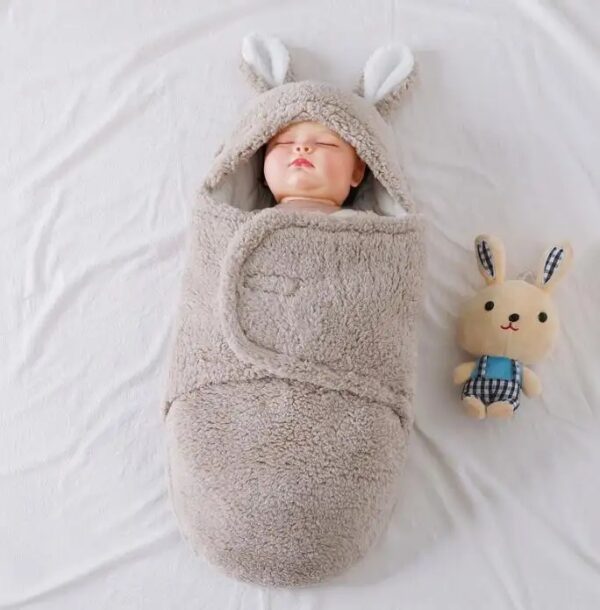 Super Soft Baby Sleeping Bag Fluffy Fleece Newborn Blanket Swaddle Blankets, Unisex Baby Wrap For Newborn Baby Boys Girls With Head-Protecting & Head-Supporting Function, Wearable Swaddle Sleep Sack - Image 9