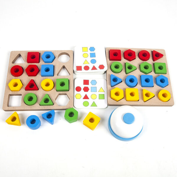 Geometric Pairing Blocks Leisure Board Game Toys - Image 3