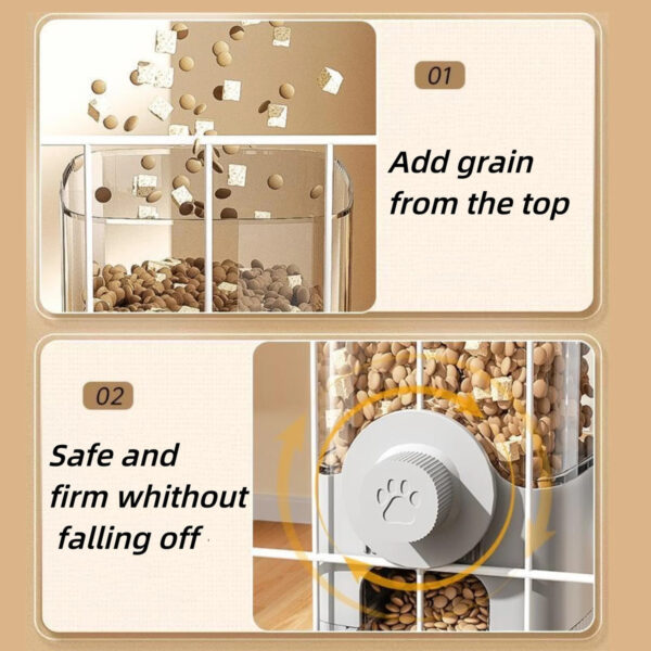 1.2L Automatic Pet Feeder Cage Hanging Bowl, Suitable For Small Puppy Cat Rabbit Food Container Dispenser Bowl - Image 2