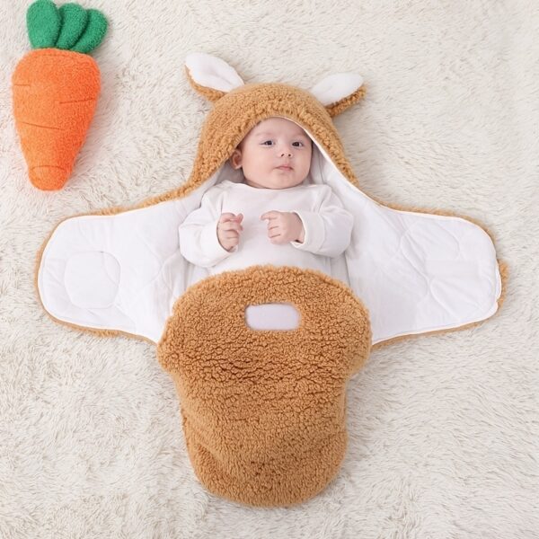 Super Soft Baby Sleeping Bag Fluffy Fleece Newborn Blanket Swaddle Blankets, Unisex Baby Wrap For Newborn Baby Boys Girls With Head-Protecting & Head-Supporting Function, Wearable Swaddle Sleep Sack - Image 5